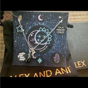 Alex and Ani Silver and Black Moon Necklace